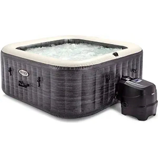 4 Person Inflatable 83" Square Outdoor Hot Tub Spa