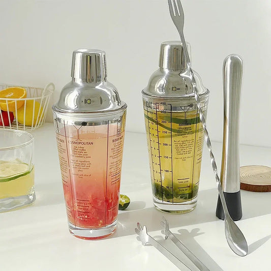 Cocktail Shaker 400ml Glass Transparent Cup Mixing